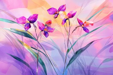 Pastel Purple Orchids Dreamy Floral Watercolor Art.