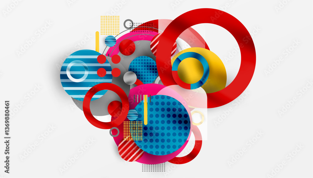 Poster Abstract Circle Design with Overlapping Transparent Geometric Shapes