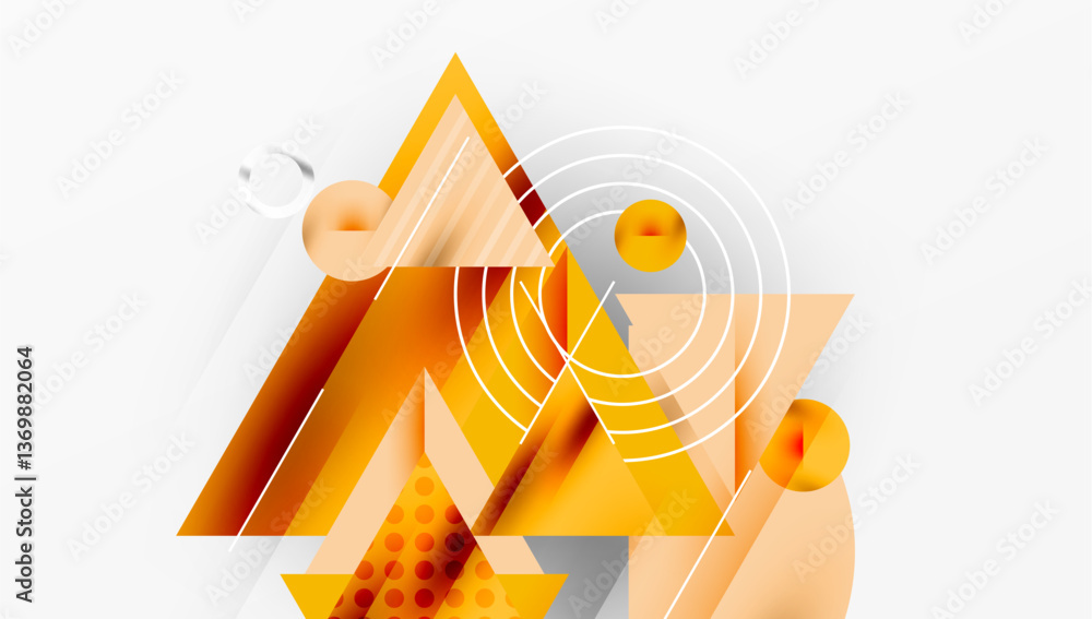 Aufkleber Modern Abstract Design with Overlapping Transparent Triangles and Circles