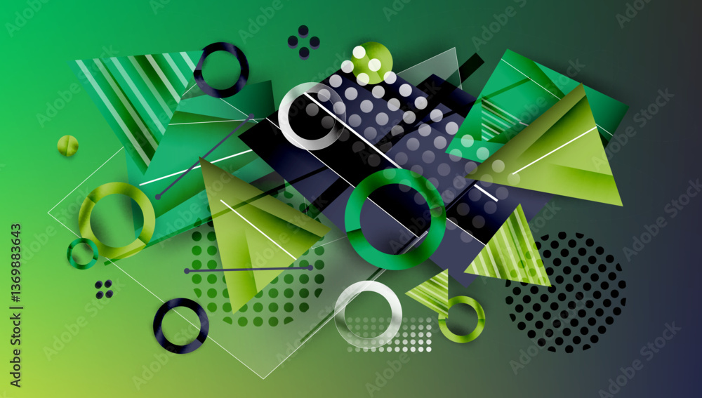 Poster creative triangles and circles composition