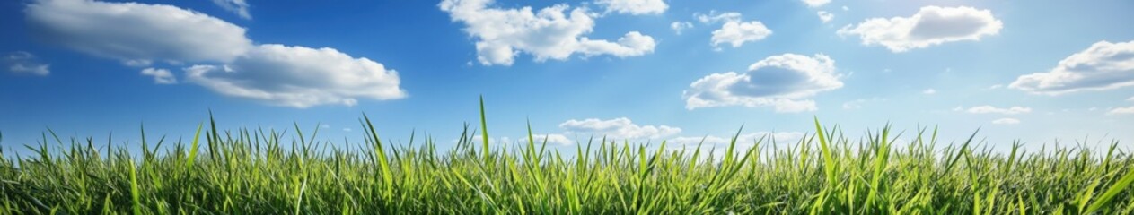 Obraz premium Lush green hills under a bright blue sky