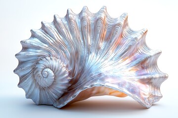 Obraz premium Beautiful Shell Isolated on Pure White Background, Perfect for Nature-Themed Projects