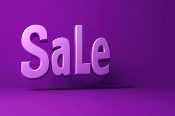 Promotional sale display with vibrant purple background showcasing bold text in a modern font