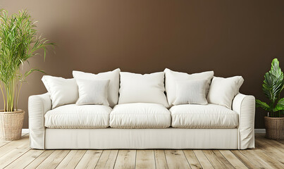 Modern Interior Living Room with Scandinavian Design and Natural Lighting 3D Render
