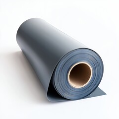 Rolled Dark Gray Material on White Background