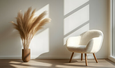 Modern Interior Living Room with Scandinavian Design and Natural Lighting 3D Render