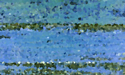 abstract striped background consisting of blue and green chaotic mosaic