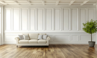 Modern Interior Living Room with Scandinavian Design and Natural Lighting 3D Render