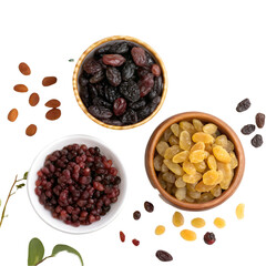 Raisins Types, Benefits Uses of Dried Grapes isolated on white background