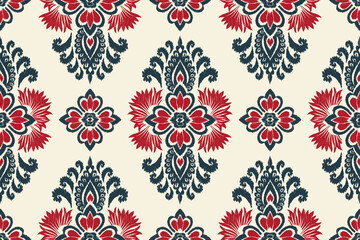 Motifs African boho paisley Floral embroidery Ikat pattern. Ethnic ikat floral Indian Pattern.Tradition Aztec Damask Ikat seamless patterns.Design for carpet, cover wallpaper, wrapping, fabric