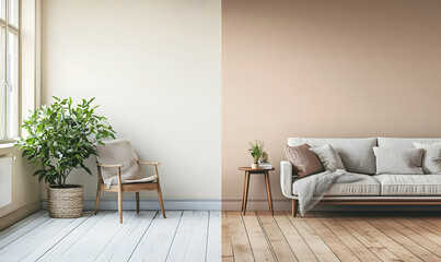 Modern Interior Living Room with Scandinavian Design and Natural Lighting 3D Render