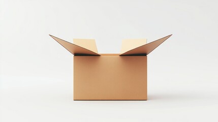 Opened cardboard box on white background