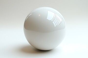 Glossy White Sphere on Pure White Background for Minimalist and Modern Designs