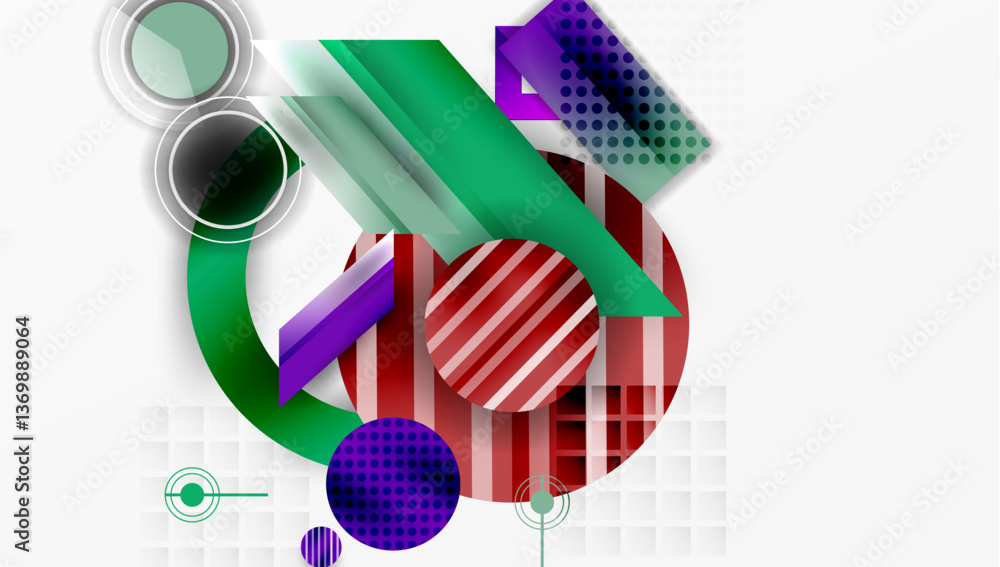 Poster abstract design with layered geometric shapes