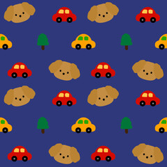 Obraz premium seamless pattern with Puppy and cars
