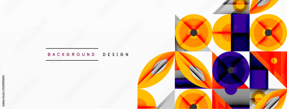Aufkleber Dynamic geometric composition with sharp angles, circular forms, and gradient colors