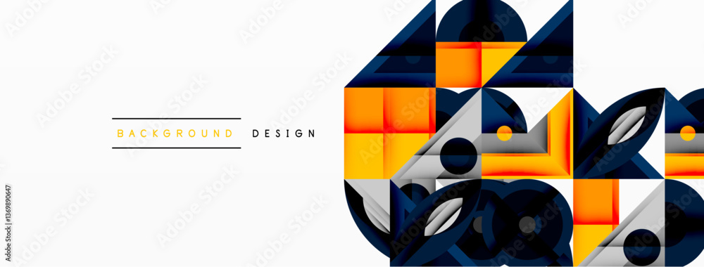 Aufkleber Dynamic geometric composition with sharp angles, circular forms, and gradient colors