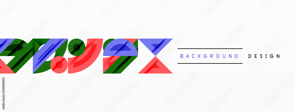 Poster Abstract geometric background with shapes, featuring circular and rounded elements. Bold contrast, smooth gradients, dynamic composition, futuristic style