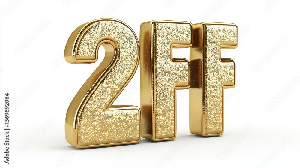 Poster metallic gold text with bold letters displaying the characters 2ff