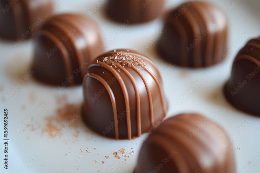 Aufkleber delightful chocolate confections with elegant designs arranged on a display surface