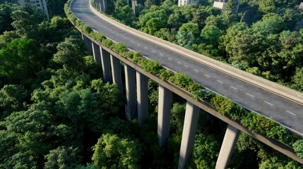 Massive Park Built Over an Old Highway Surrounded by Lush Greenery in Urban Setting