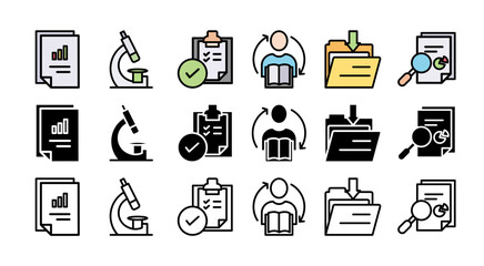 CASE STUDY.icon set with multiple style integrity, trust, reliable, authentic, commitment, regard, and reputation 