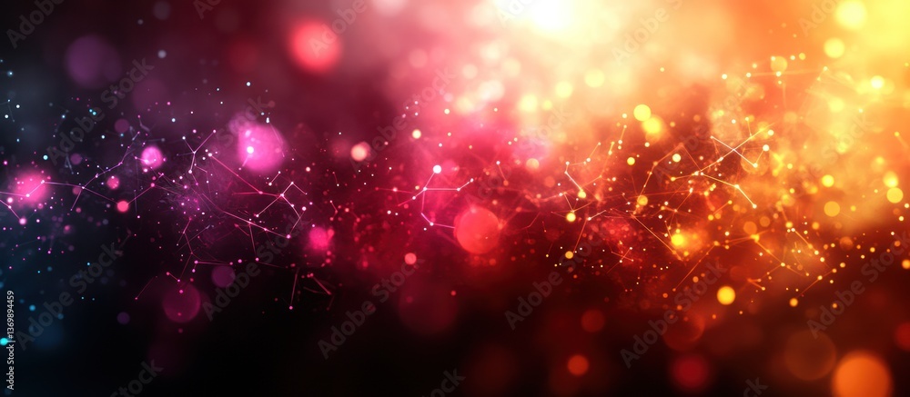 Poster abstract colorful bokeh background with network design
