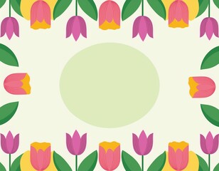 チューリップが横に並んだイラスト