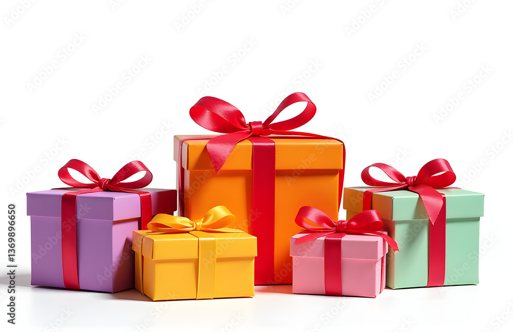 Aufkleber a selection of vibrant gifts is placed against a clean and uncluttered white background for maximum 