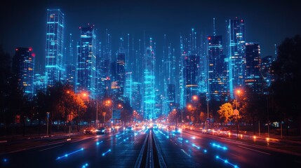Futuristic Cityscape at Night: Digital Metropolis