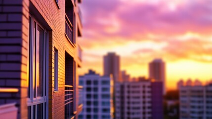 Urban Sunset with Modern Architecture Background