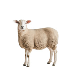 Obraz premium Sheep portrait Farm animal with dense wool coat Simple studio shot Woolly livestock isolated Clean agricultural