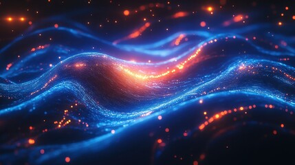 Obraz premium Electric blue and orange candlestick charts spiraling into a glowing bear downtrend