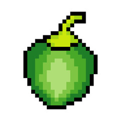 Obraz premium Green bell pepper in pixel art isolated on white background