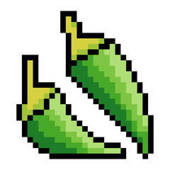 Fototapeta premium Green chili pepper in pixel art