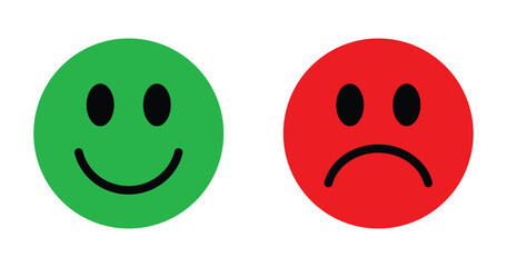 happy and sad modern emoji face vector icon. smiley icon set. feedback emoji icon. happy and sad icon for mobile app, ui and website. vector illustration on transparent background