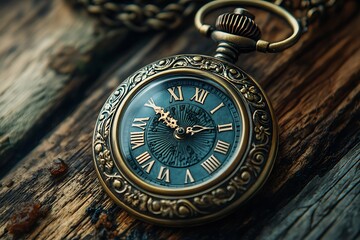 Vintage pocket watch with intricate gears and Roman numerals on textured dark background, antique timepiece close-up