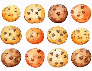 Fototapeta premium チョコチップクッキーがたくさん並んでいるパターン