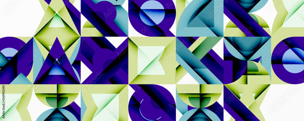 Fototapete Minimal geometric abstract background. Circle square and triangle design