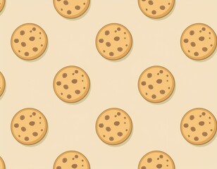 Obraz premium チョコチップクッキーが並んでいるパターンの背景