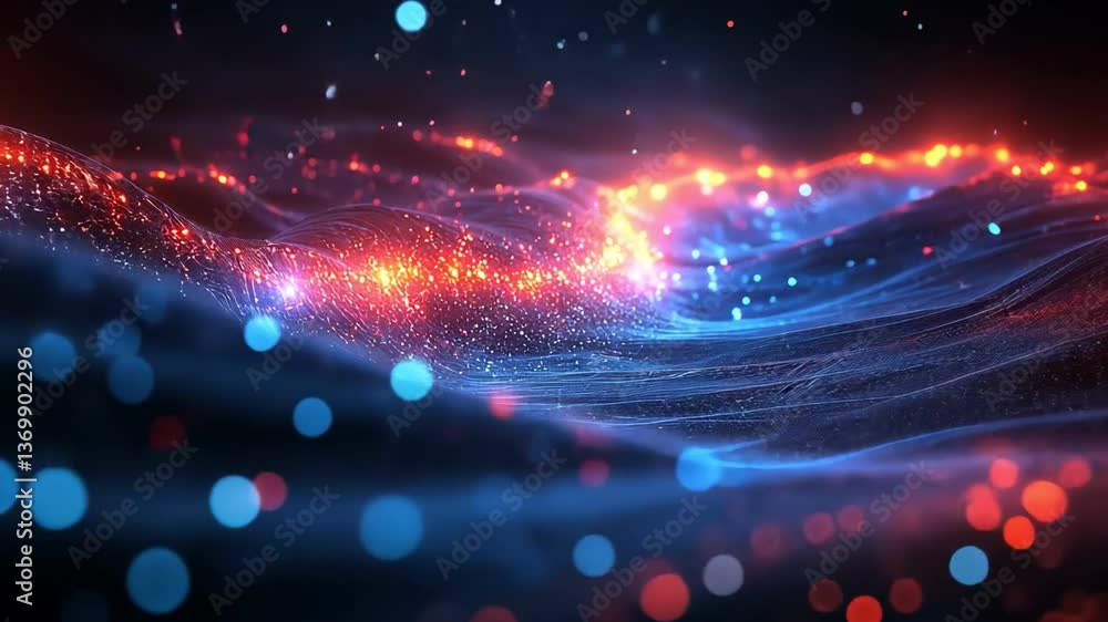 Poster mesmerizing abstract waves of vibrant blue and orange light create dynamic and captivating visual ex