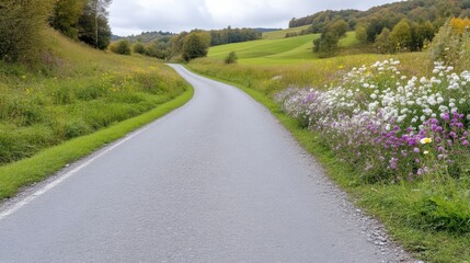 Obraz premium Country Road Winding Through Meadows