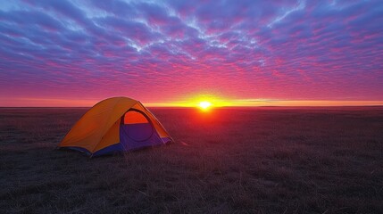 Sunrise Camping in the Plains: A Serene Dawn