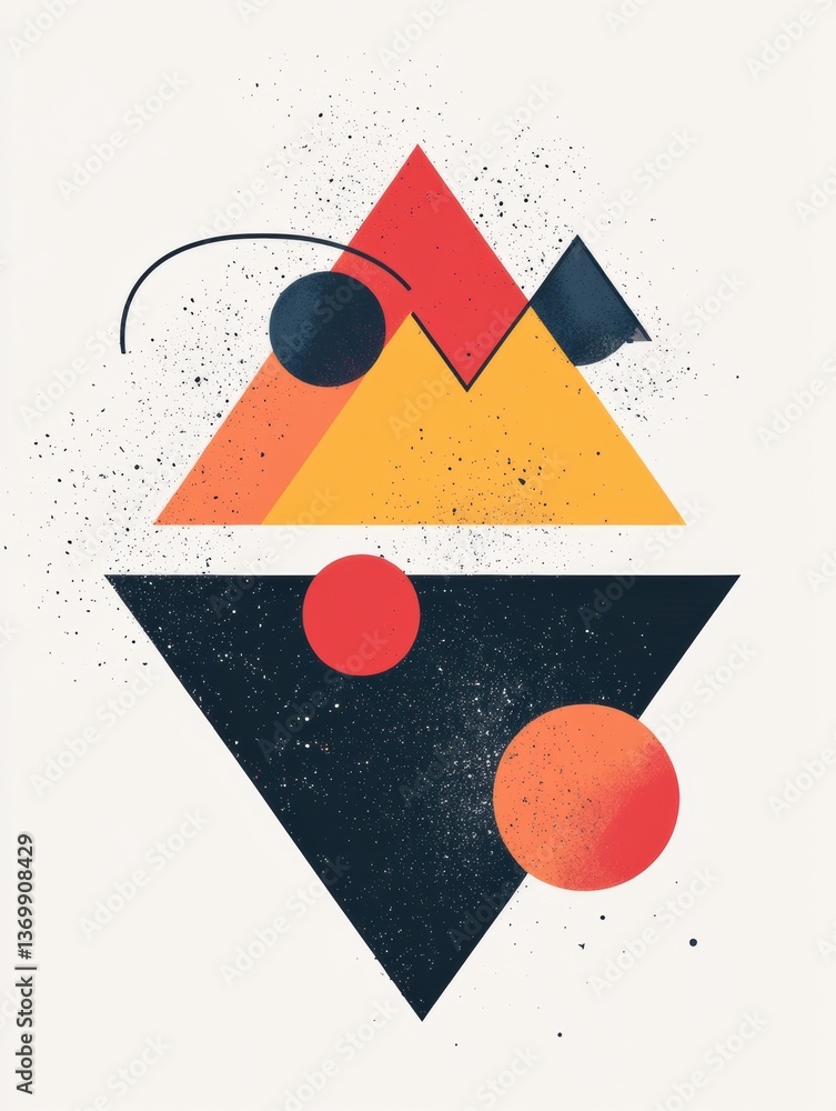 Aufkleber Dynamic geometric logo design featuring abstract triangles and circles with a modern color palette and stylish composition