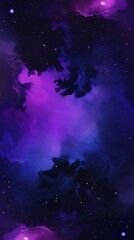 Abstract Galaxy Cosmos: Vibrant Purple and Blue Nebula Stars in Deep Space - Mystical and Surreal Universe Digital Art Background