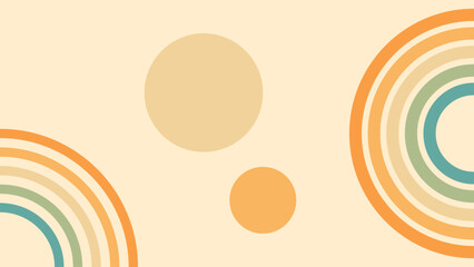 Abstract background of rainbow and sun groovy Wavy Line design in 1970s Hippie Retro style. Vector pattern ready to use for cloth, textile, wrap and other.