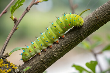 Naklejka premium Bright green caterpillar