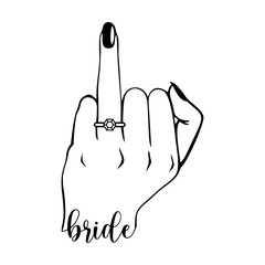 Bride wedding finger  svg cut file. Isolated vector illustration.
