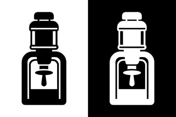 Black & White Water Dispenser Icon Scalable Vector Silhouette.