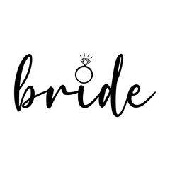 Bride svg cut file. Isolated vector illustration.